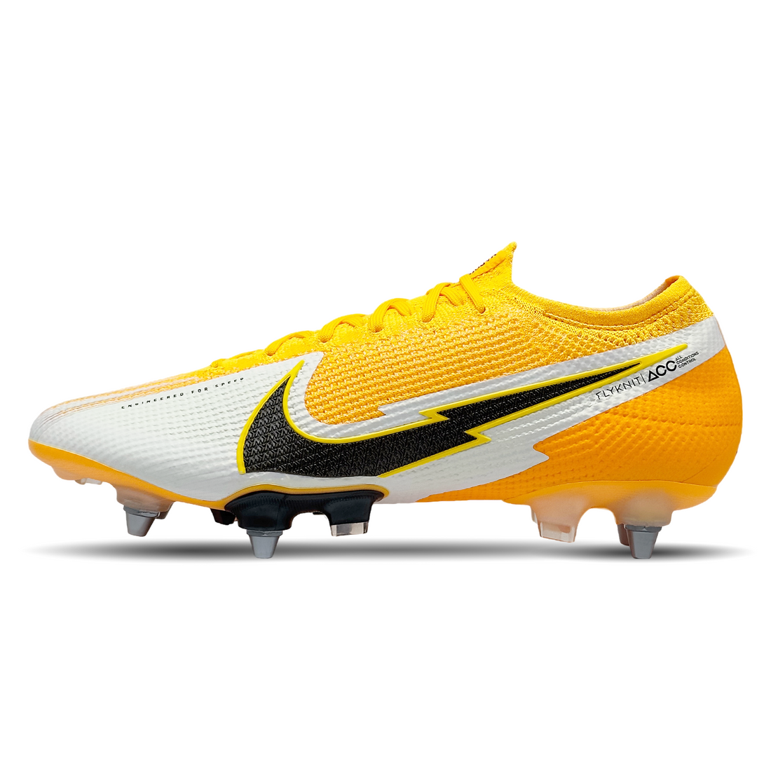 Die Nike Mercurial Vapor 13 Elite SG-Pro (CJ6124-802) Fußballschuhe bieten dir optimalen Grip und explosive Beschleunigung auf weichen Böden. Das Flyknit-Obermaterial schmiegt sich perfekt an deinen Fuß und verleiht dir ein sockenähnliches Tragegefühl, während die All Conditions Control (ACC) Technologie für hervorragende Ballkontrolle bei jeder Witterung sorgt. Die Kombination aus Schraub- und Feststollen sorgt für stabilen Halt und schnelle Richtungswechsel. Diese Schuhe sind ideal für schnelle und wendig