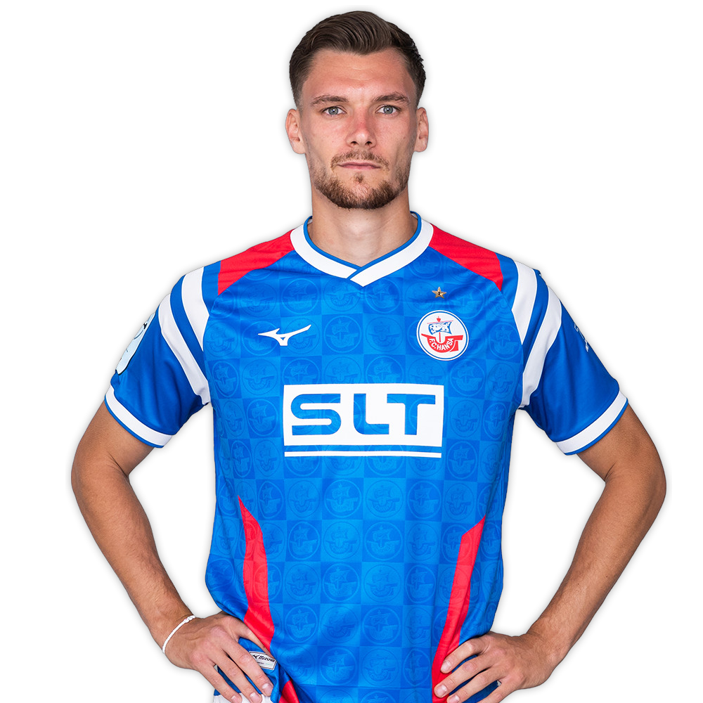 Paul Stock FC Hansa Rostock Mittelfeldspieler in der 2. Bundesliga – Fußballprofi des FCH im Trikot beim Spiel, Zweikampf und Einsatz in der aktuellen Saison