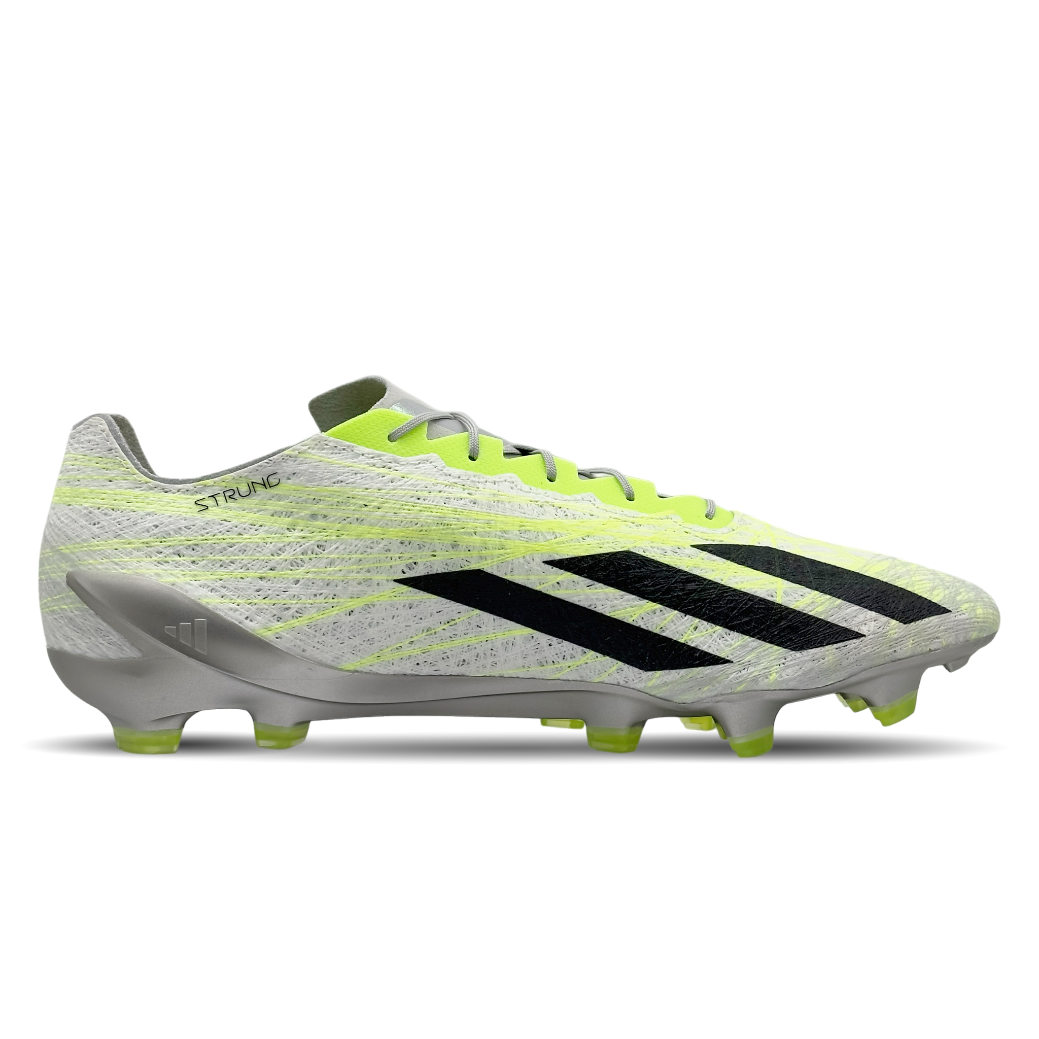 Der adidas X Crazyfast+ Strung FG (IG0783), erhältlich auf STUNNINGBOOTS.com, kombiniert bahnbrechende STRUNG-Technologie mit einem ultraleichten Design für maximale Geschwindigkeit und Präzision. Die innovative Konstruktion bietet eine perfekte Passform und explosive Traktion auf festem Boden. Ideal für Spieler, die das Spiel dominieren wollen.